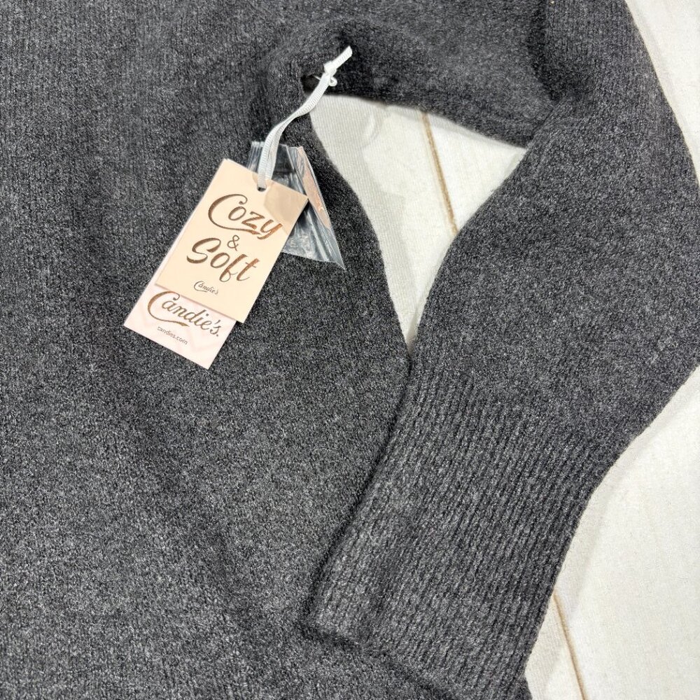 NEW Candies Junior's XL Sweater Dress Long Tunic Cowl Gray Skiing Winter NWT - Picture 3 of 16